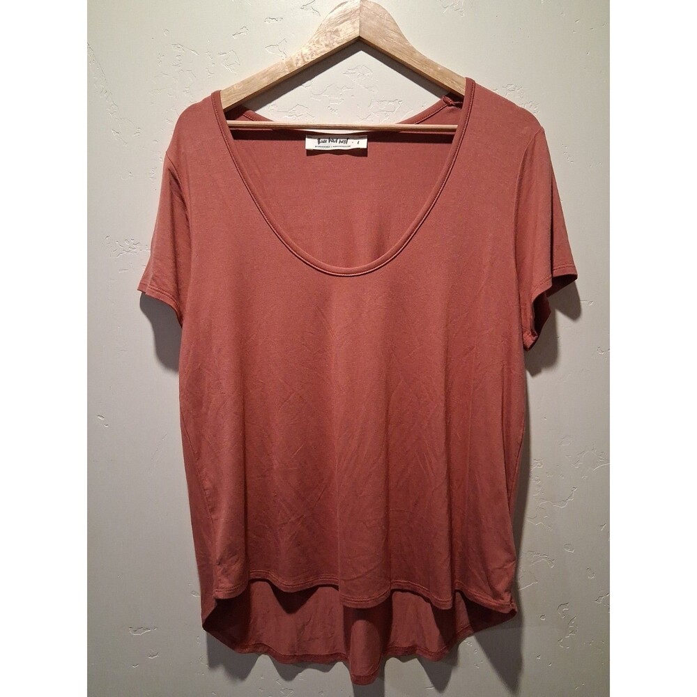 Three Bird Nest Sz L Desert Rose Boho Scoop Neck Top High Low Staple Minimalist